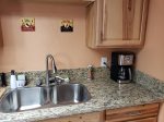 Double stainless steel sink and Kitchenaid coffee maker